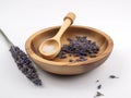 lavender buds and a wooden massage tool