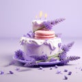 Lavender Cake With 3d Render And Mystic Symbolism