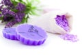 Lavender candle and bath salt Royalty Free Stock Photo