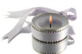Lavender candle with ribbon Royalty Free Stock Photo