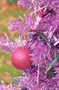 Lavender Christmas tree pink bell ornament Royalty Free Stock Photo