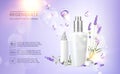 Lavender cosmetic label of organic cosmetic and skin care cream. Lavender cream and oil. Moisturizer with Vitamins and Royalty Free Stock Photo