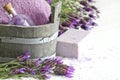Lavender cosmetics spa body care abstract composition Royalty Free Stock Photo