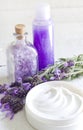 Lavender cosmetics spa body care abstract composition Royalty Free Stock Photo