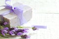 Lavender cosmetics spa body care abstract composition Royalty Free Stock Photo