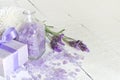 Lavender cosmetics spa body care abstract composition Royalty Free Stock Photo