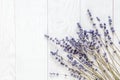 Lavender desk design with flowers on white background top view mock up Royalty Free Stock Photo