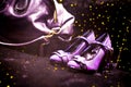 Lavender disco shoes and handbag Royalty Free Stock Photo