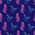 Lavender Dreams-Flowers in Bloom seamless repeat pattern background in blue and purple Royalty Free Stock Photo