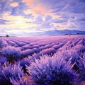 Lavender Dreams: A Hyperrealistic Painting Of Blooming Lavender Fields