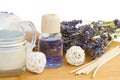 Lavender essense oil and spa set Royalty Free Stock Photo