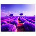 Lavender field in Provence, France. 3d rendering Generative AI Royalty Free Stock Photo