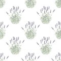 Lavender field seamless pattern set, vector illustration. Floral geometric background. Royalty Free Stock Photo