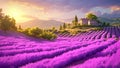 Lavender field at sunset in Provence, France, AI Generated