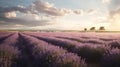 Lavender Field at Sunshine Landscape in Japan. created with Generative AI
