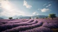 Lavender Field at Sunshine Landscape in Japan. created with Generative AI