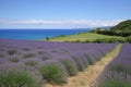 lavender field with view of the ocean, ideal for peaceful meditation
