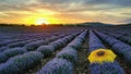 Lavender fields by sunset