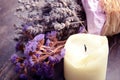 Lavender flower and a candle