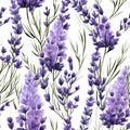 lavender flower rough hand drawn using violet ink seamless pattern Royalty Free Stock Photo