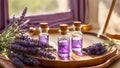 Lavender flower therapy oil fresh spa aromatherapy fragrance aromatic health Royalty Free Stock Photo