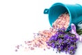 Lavender flowers and bath salt for aromatic spa Royalty Free Stock Photo