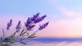 Minimalistic Lavender Flower Background On Ocean With Water