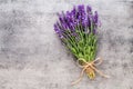 Lavender flowers, bouquet on rustic background, overhead Royalty Free Stock Photo