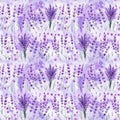 Lavender flowers and butterflies watercolor illustration, seamless pattern, floral for wallpaper, textile, fabric design Royalty Free Stock Photo