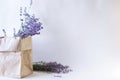 Lavender flowers in a craft paper bag