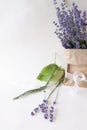 Lavender flowers in a craft paper bag