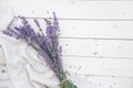 Lavender flowers. Flat lay concept skin care. Light background with lavend. Royalty Free Stock Photo