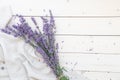 Lavender flowers. Flat lay concept skin care. Light background with lavend. Royalty Free Stock Photo