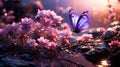 lavender flowers and graceful butterflies