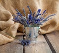 Lavender flowers in an iron bucket