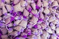 Lavender flowers and sachets filled with dried lavender at marke Royalty Free Stock Photo