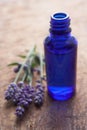 Lavender flowers and scent bottle Royalty Free Stock Photo