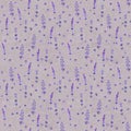 Lavender flowers watercolor seamless pattern on gray purple color old paper grunge background