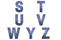Lavender font Alphabet s, t, u, v, w, y, z made of lavender field.