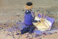 Lavender handmade soap and sea salt . Royalty Free Stock Photo