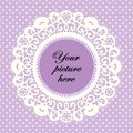 Lace Doily Frame, Lavender Polka Dot Background