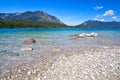 Lavender lake Walchensee in Bavarian Alps