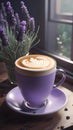 Lavender latte drink illustration AI Generated Royalty Free Stock Photo