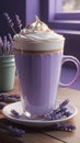 Lavender latte drink illustration AI Generated Royalty Free Stock Photo