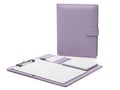Lavender leather notepad holder with accessories Royalty Free Stock Photo