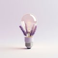 Minimal Lavender Light Bulb With 3d Render Of Lavender Flowers