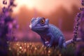 Lavender Lizard: A Photorealistic Cartoon Chameleon in a Field of Lavender