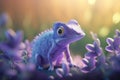 Lavender Lizard: A Photorealistic Cartoon Chameleon in a Field of Lavender