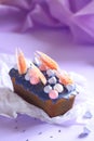 Lavender Loaf Cake covered with purple sugar glaze