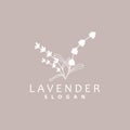 Lavender Logo, Simple Elegant Purple Flower Plant Vector, Greeting Card Design, Banner, Flower Ornament, Lavender Hand Drawn Royalty Free Stock Photo